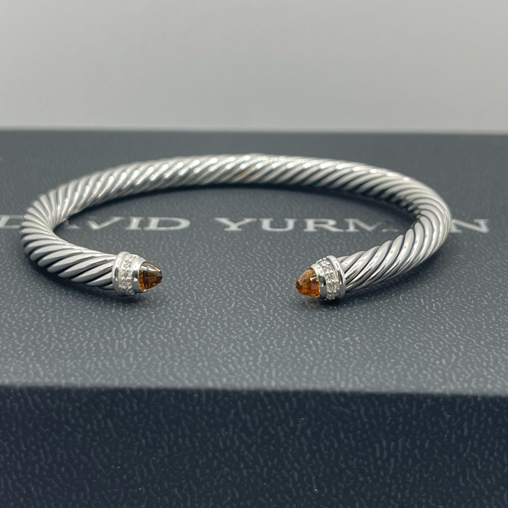 David Yurman Cable Classic Collection Bracelet with Citrine and Diamonds, 5mm
